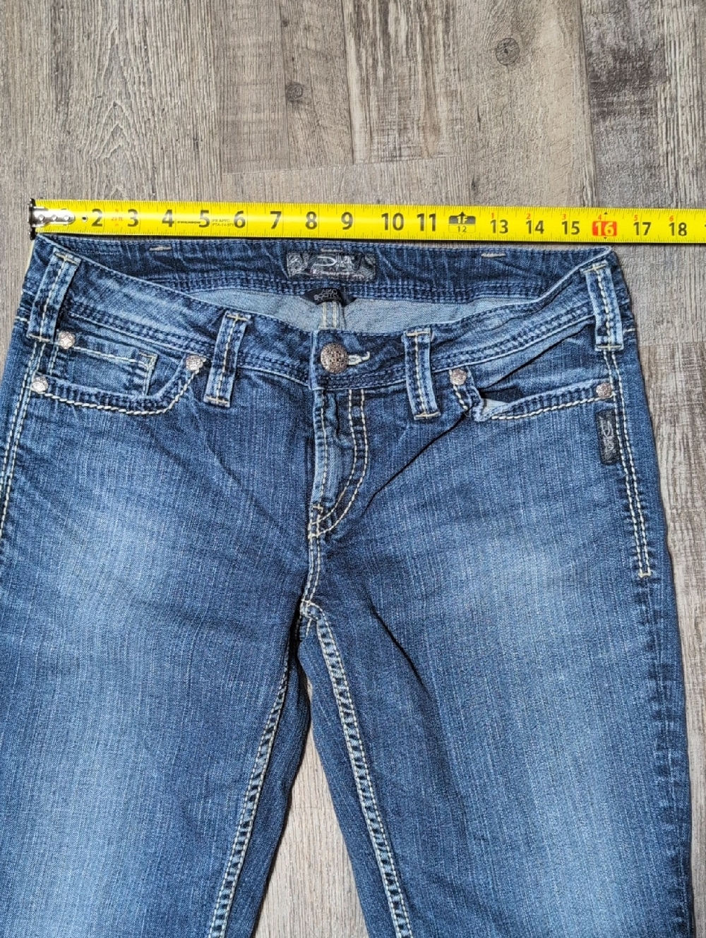 Women's Silver Aiko Boot Cut Jeans - Branded Stitch Pocket - Picture 6 of 8